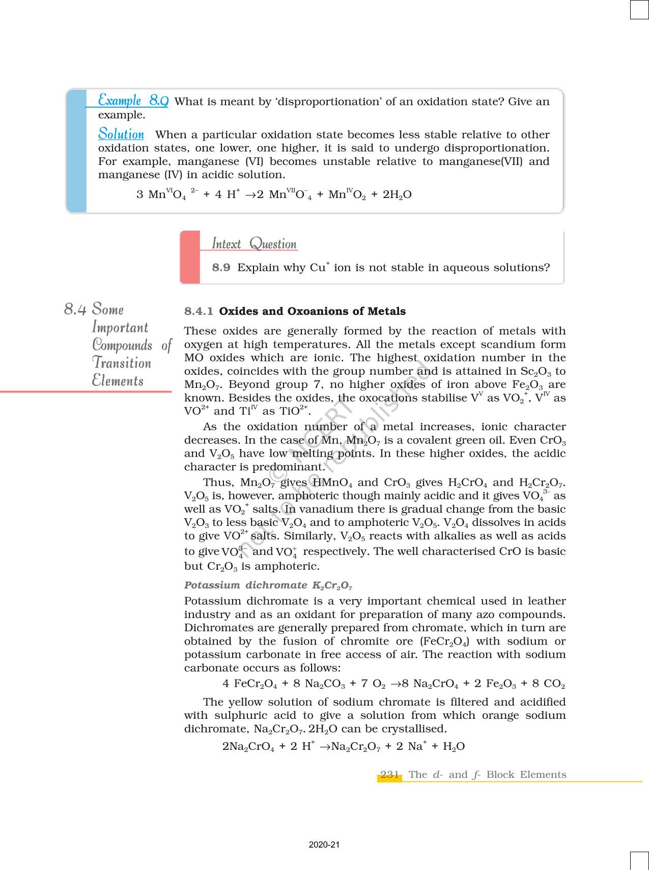 The D And F Block Elements - NCERT Book Of Class 12 Chemistry Part I